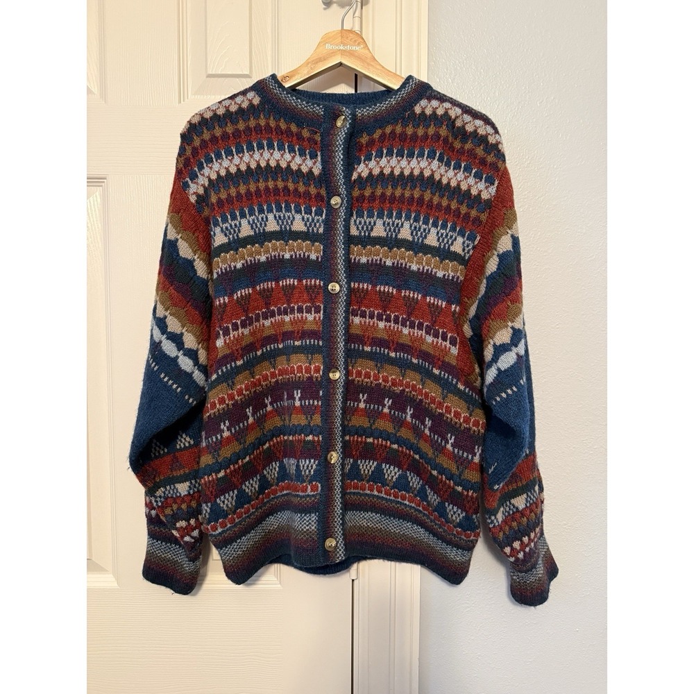 Vintage Jayson Younger 100% Shetland Wool Sweater Cardigan W/Pockets (see) SMALL